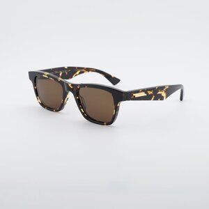 Bottega Veneta BV1120S 002 Sunglasses Havana Square Frame, Brown Lenses